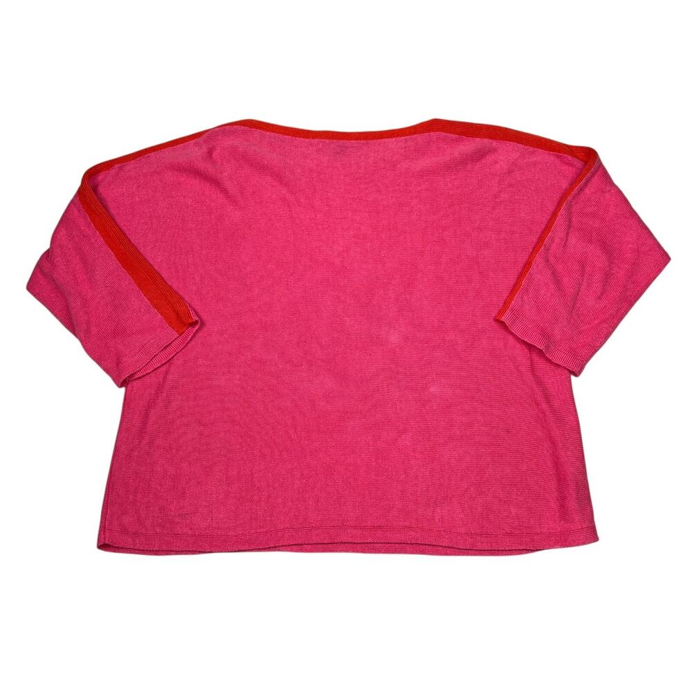 Eileen Fisher Boatneck Dolman Sleeve Boxy Sweater Knit Top Pink Womens XL - Picture 2 of 6